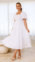 Weißes gesmoktes Midikleid